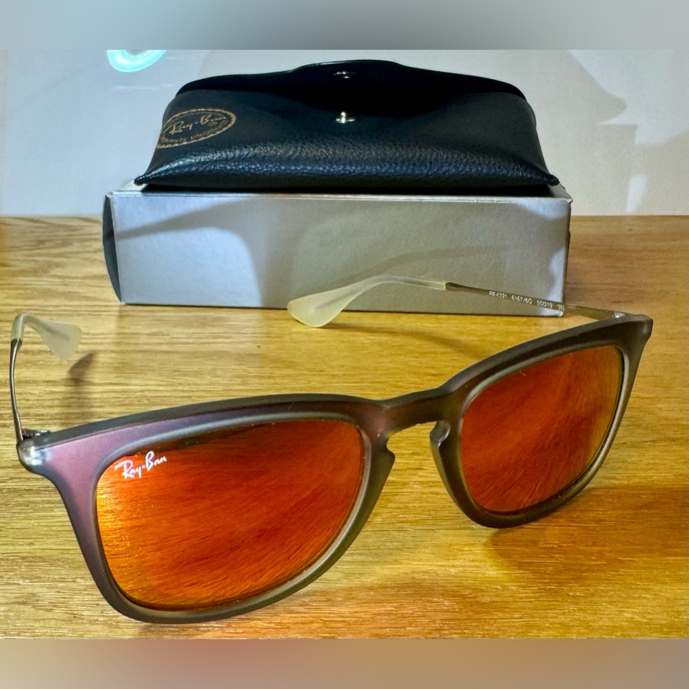 Ray Ban Sunglasses Square Transparent Black Frame Made In Italy RB4221 Chromance
